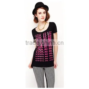 Slim Fit Women t Shirt With Printed Words thumbnail-1