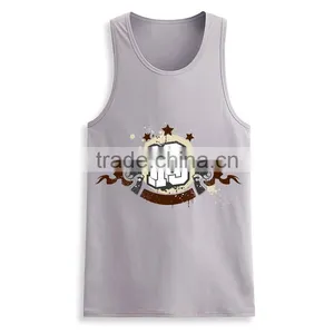 Custom Printed Design Bulk Mens Fitness 95% Cotton 5% Spandex Tank Top thumbnail-6