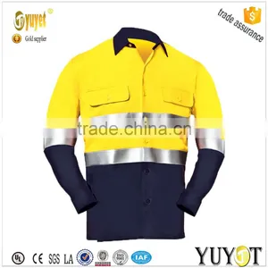 Flame Retardant Hi-vis Indura Ultrasoft Fluorescent Yellow Reflective Work Shirts thumbnail-1