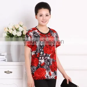 New 2017 Summer t Shirts Nice Flower Printing t Shirt Women Tops Plus Size Clothing thumbnail-5