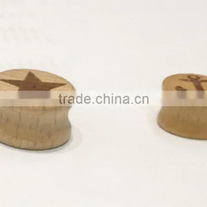 Plain Solid Wood Ear Expander Body Expander Wooden Ear Plug Star Anchor Icon Wood Body Piercing thumbnail-1