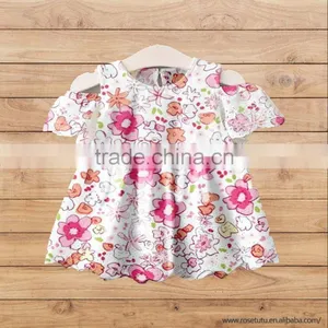 CH00279YIWU BOYA Cotton Milk Silk Dress Sakura Flower Fabric Pattern Kids Clothes Wearing Boutique Dresses thumbnail-1