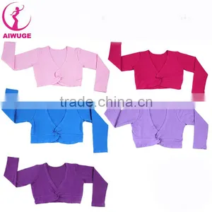 Girls Kids Ballet Coat Pink High Waist Dance Wrap Children Long Sleeve Leotard Overall thumbnail-1
