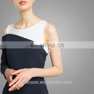 Fashion Design Waistcoat One Shoulder Blazer Side Button Women Dress thumbnail-2