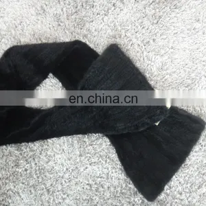 Knitted Black Mink Long Scarf Shawl Mink Stole European Style thumbnail-2