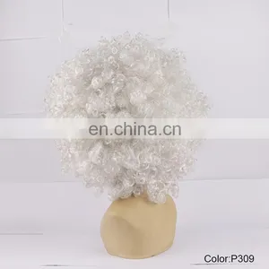 White Color Curly Big Afro Synthetic Wigs P309 thumbnail-3