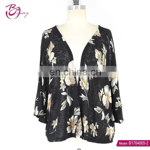 Polyester Fiber Long Sleeve Women Plain Black Cardigan For Sale thumbnail-1