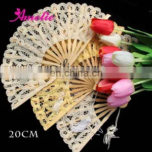 8 Inches Cotton Battenburg Lace Small Lace Fan Wedding Favors Gifts Fan thumbnail-2