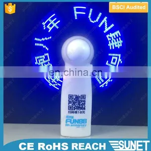 Hot Sale Promotion Custom Logo Print and Customized Message Rechargeable Battery Led Fan thumbnail-1