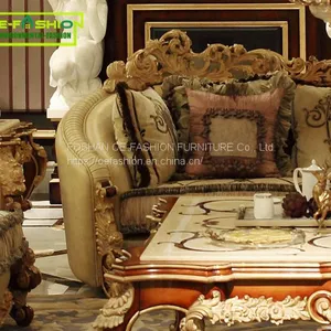 OE-FASHION Solid Oak Wood Furniture Fabric Wooden Frame Countryside Style Sofa Sets thumbnail-3