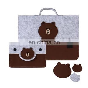 Yellow Color Customized Size Felt Handbags Laptop Computer Canvas Tote Bag thumbnail-3