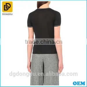 Hot Sale High Quality Lady Black T Shirt With Competitive Price thumbnail-3