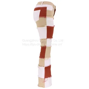 Fashion Patchwork High Waist Tight Hip Flared Women's Denim Trousers thumbnail-4