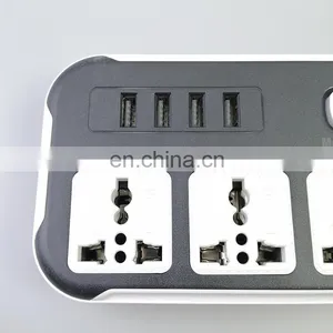 Universal Power Strip With 4 USB Port and 3 Outlet Grounding Extension Socket Adapter Black Universal Socket With Usb thumbnail-4