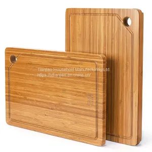 Wholesale Larger Bamboo Chopping Board With Juice Groove Have Hole Thick Kitchen Food Serivng Charcuterie Cutting Boards thumbnail-1