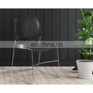 Black Ultra-Compact Plastic Stack Chair (4-Pack) Office Chair thumbnail-5