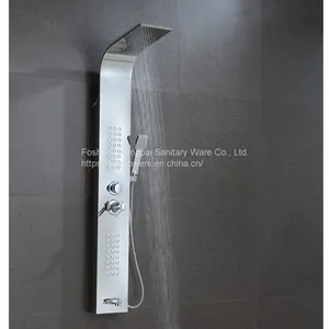 Shower Panel Shower Tower With Rainfall Body Jet Hanheld Shower Head Sanitary Shower System in Polished Stainless Steel thumbnail-1