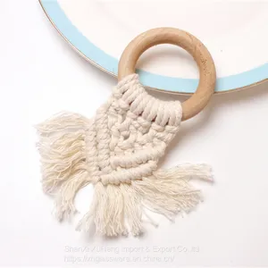 Wholesale Personalized Wooden Ring Braided Tassel Macrame Napkin Ring thumbnail-1