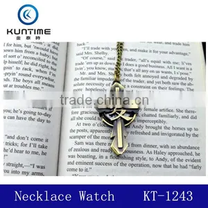 Bronze Lovely Vintage Key Design Quartz Necklace Watch Watch Key of Love Necklace Watch thumbnail-1