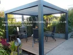 High Quality Aluminum Roof System Patio Gazebo Water Proof Louvre Pergola thumbnail-5