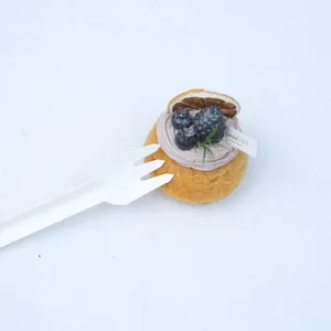100% Bagasse Dinner Fork Sugarcane Biodegradable Tableware Disposable Bagasse Fork Serving Fork thumbnail-3