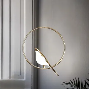 Postmodern New Design Art Metal Bird Led Pendant Lights For Dining Room Table Kitchen Bar Hanging Lamp Home Deco Fixtures thumbnail-3