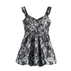 European and American Style Women's Clothing Temperament Jacquard Waist Cinched Short Suspender Dress thumbnail-2