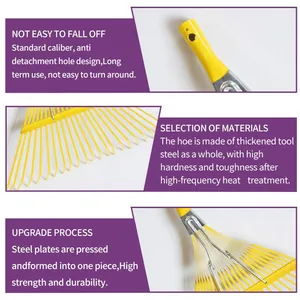 Heavy Duty Garden Rake Lawn Rake Metal Rake 18 Teeth Steel Rake for Leaves Yard Cleaning Farm Garden Agricultural Tools thumbnail-4
