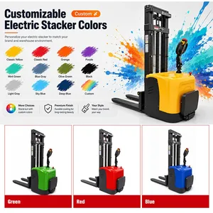 Electric Stacker Truck Pallet Lift Stacker Capacity 1500/2000kg Full Electric Forklift in Warehouse thumbnail-4