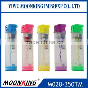 Advertising Translucent Customized Logo Print Cheap Electronic Lighter Refllable Piezo Lighter thumbnail-1