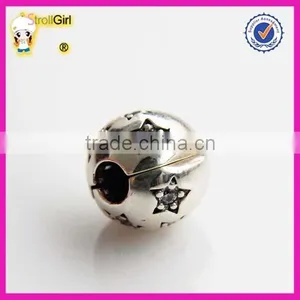 Jewelry Finding Beads 925 Sterling Silver Star Charm Clasp Beads With Clear Stone for Bracelet thumbnail-3