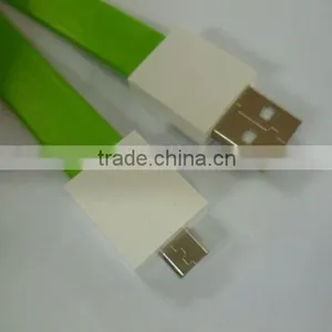 Hot Sale and Popular USB AM to Micro Usb Cable Flat Green Wire thumbnail-1