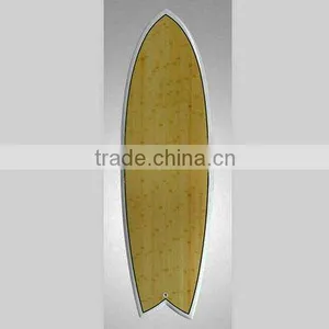 Bamboo Fish Tail Epoxy Surf Board thumbnail-1