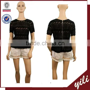 2016 S/S Ladies Tops Dubai Designer Casual Tops Elegant Lace Tops Blouses thumbnail-1