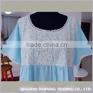 Factory Price Blue Cotton Nightgown Sleepwear thumbnail-3