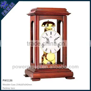 Desk Clock With CE/FCC/ISO Wooden Case Power Sweep Movement PW1136D thumbnail-1