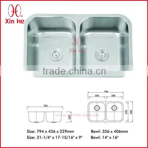 304 Double Stainless Steel Sink Kitchen thumbnail-1