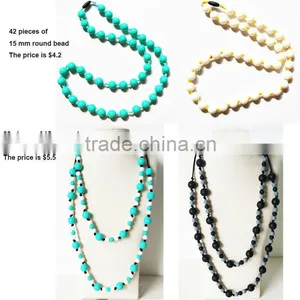2014 Baby Teether Toys Food Grade Baby Teething Necklace/BPA Free Silicone Teething Beads For Jewelry thumbnail-4