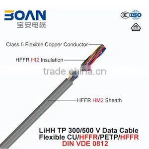 Lihh Tp Data Cable 300/500V Flexible Cu/Hffr/Petp/Hffr Twisted Pairs DIN VDE 0812 thumbnail-1