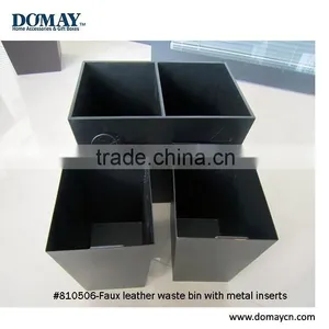 Faux Leather Two-section-waste Bin With Metal Inserts, Hotel Waste Bin thumbnail-1
