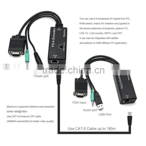 VGA 180M Extender Female To Lan Cat5 Cat5e RJ45 Ethernet Female Adapter thumbnail-6