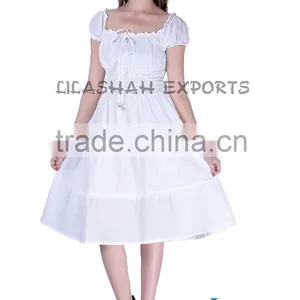 White Cotton Dress Floral Print Women Dress thumbnail-1