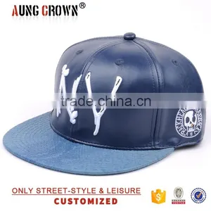 Customize Faux Leather Hat Snapback Cap thumbnail-1