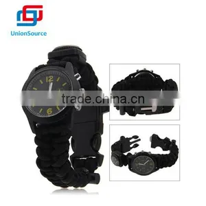 Paracord Bracelet,with Watch Compass and Fire Stone,buckle With Flint and Whistle thumbnail-1