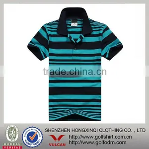 Polyester Mens Stripped T-shirt Polo Shirt Contrast Color Factory thumbnail-1