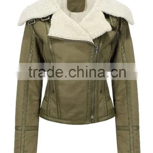 Women Jacket With Faux Shearling Lapel thumbnail-1