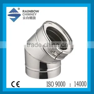 CE Double Wall Stainless Steel Fireplace Elbow 45 Degree Elbow Pipe Bend thumbnail-1