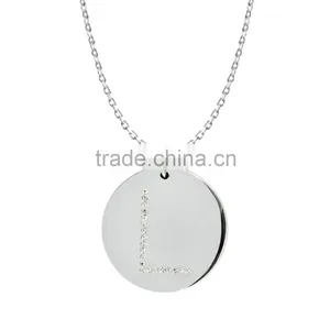 Silver/Brass in 14k White Gold or Rose Gold Collection in Italics Alphabet 'L' Customize Design Pendants thumbnail-1