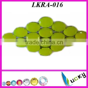 Hot Selling New Design LKRA-016 Neon Lime Rhinestone Appliques Crystal Applique for Wedding Dress thumbnail-1