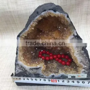 Natural Rock Crystal Citrine Geodes Ornament For Sale thumbnail-4